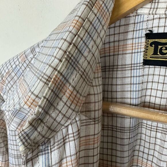 Tem Tex Vintage Orange Plaid Pearl Snap‎ Western Shirt Men’s M Read - Picture 5 of 9